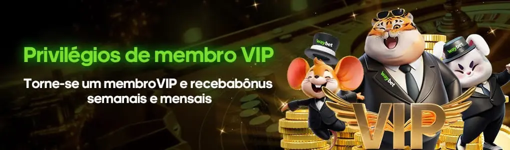 Banner dos Privilégios de membro VIP do Waybet, com personagens de animais de terno. Convida os jogadores a se tornarem membros VIP para receberem bônus semanais e mensais exclusivos.